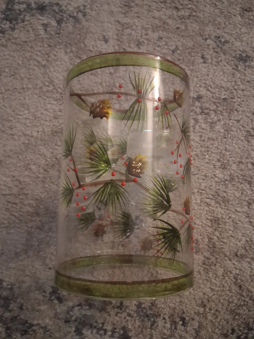 Pine Needle Glass Candle Holder in Green